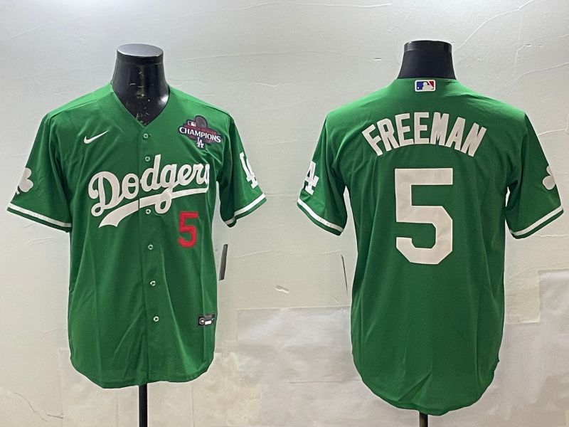 Men Los Angeles Dodgers 5 Freeman Green Fashion 2025 Nike MLB Jersey style 3